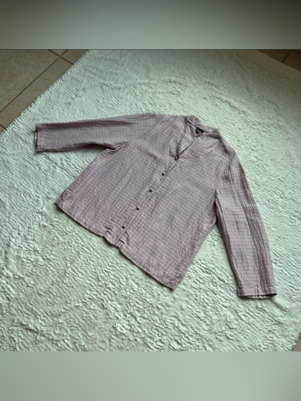 Eileen Fisher Textured Silk Linen Cardigan L Pink Chinese Frog Button Knot Asian - Picture 6 of 10